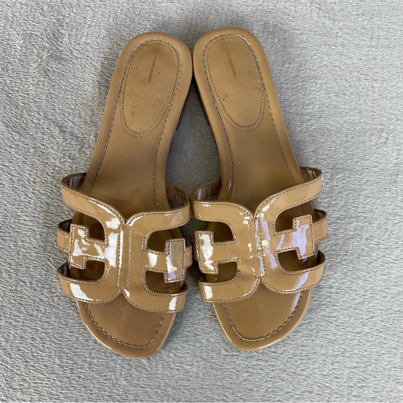 Sam Edelman Bay Womens Slide Sandals Size 8.5 M Tan Patent Leather Flats Slip On - Picture 9 of 12